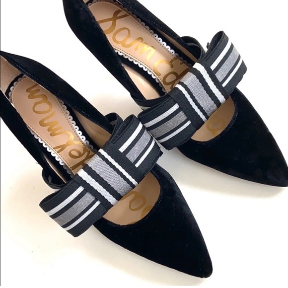 Sam Edelman black velvet bow heels - Picture 2 of 9